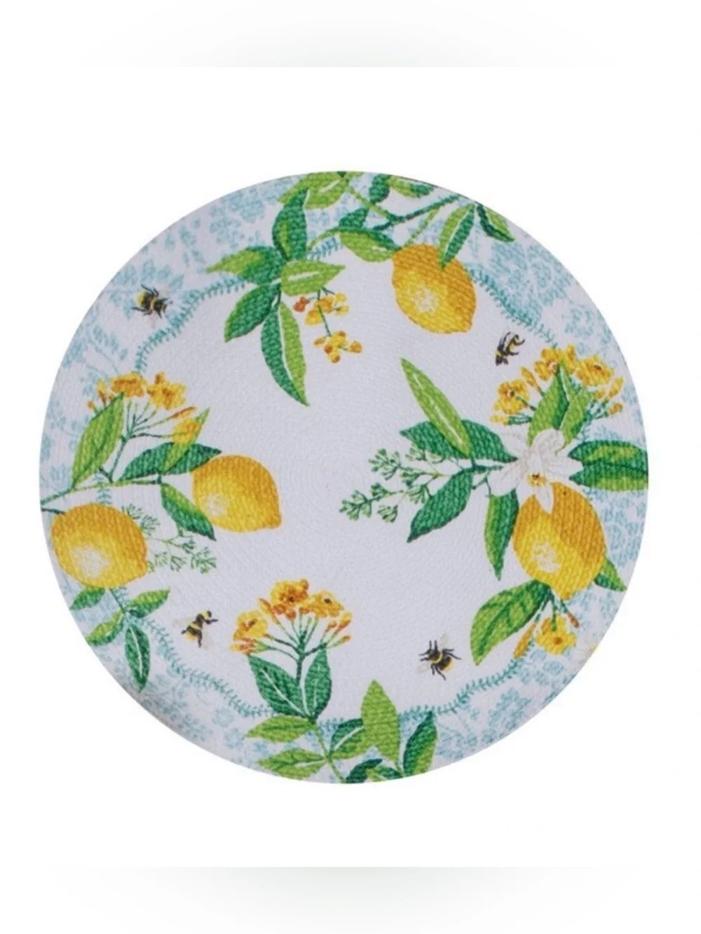 New Kay Dee Designs Bee Zesty Braided Large Round Placemat Lemons